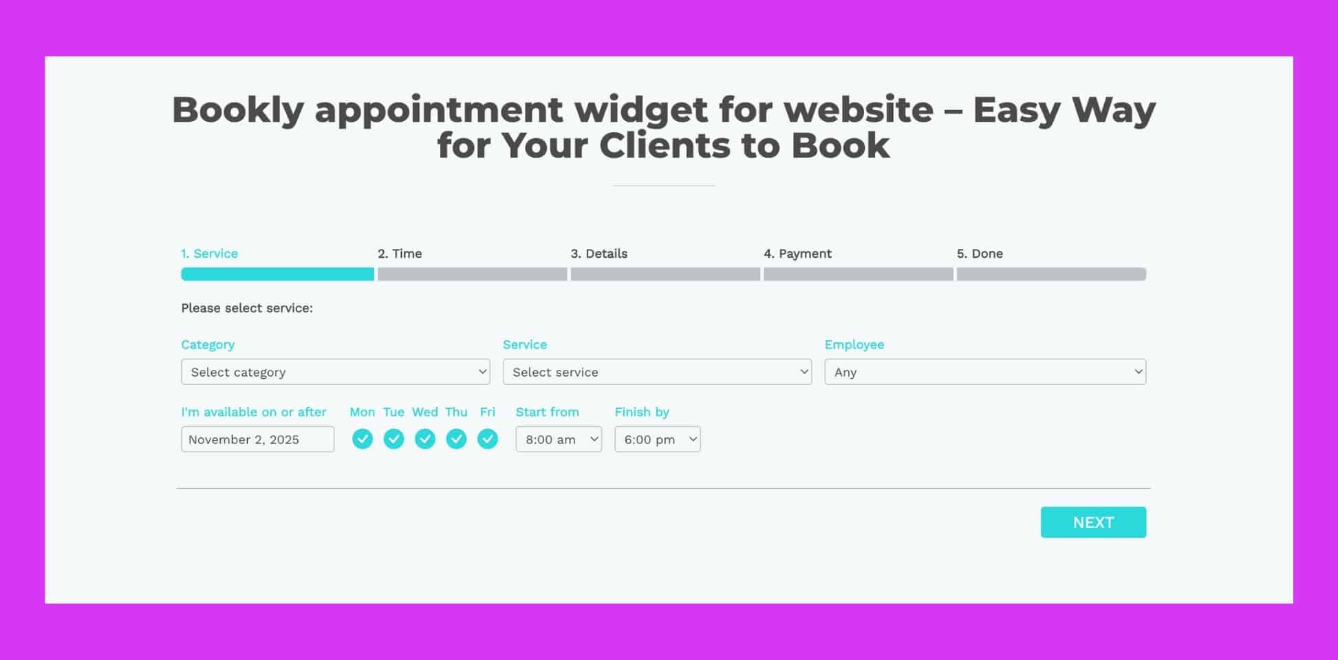 system do rezerwacji na stronę